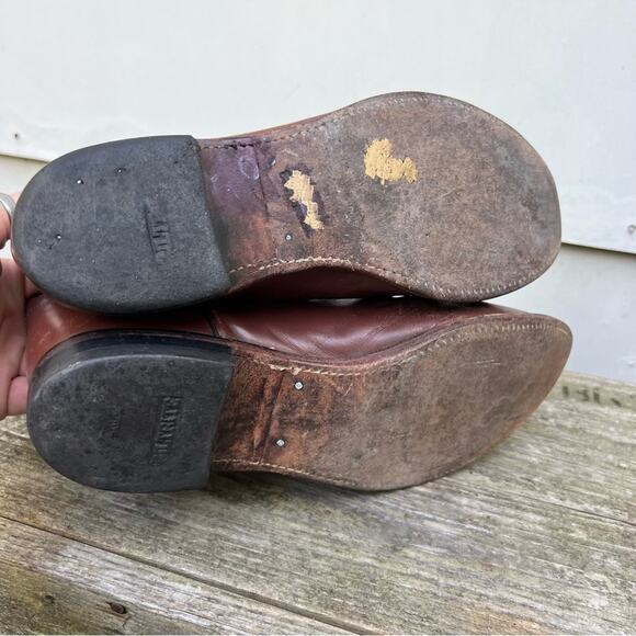 Vintage 80s 90s Justin Brown Roper Pull On Cowboy Boots 8E Style 3404 - Picture 7 of 9